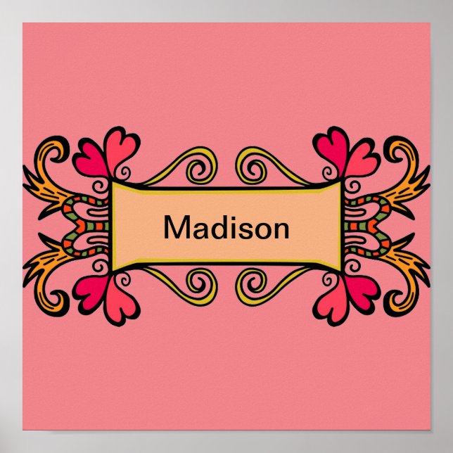 Pink Personalized Modern Girls Room  Poster (Front)