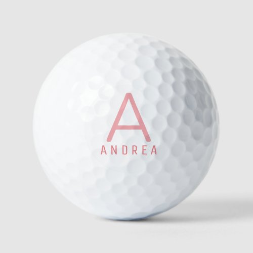 Pink Personalized Modern Monogram  Golf Balls