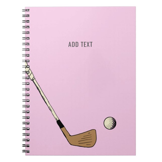 Pink Personalized Modern Vintage Golf  Notebook (Front)