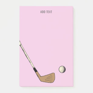 Pink Personalized Modern Vintage Golf Post-it Notes