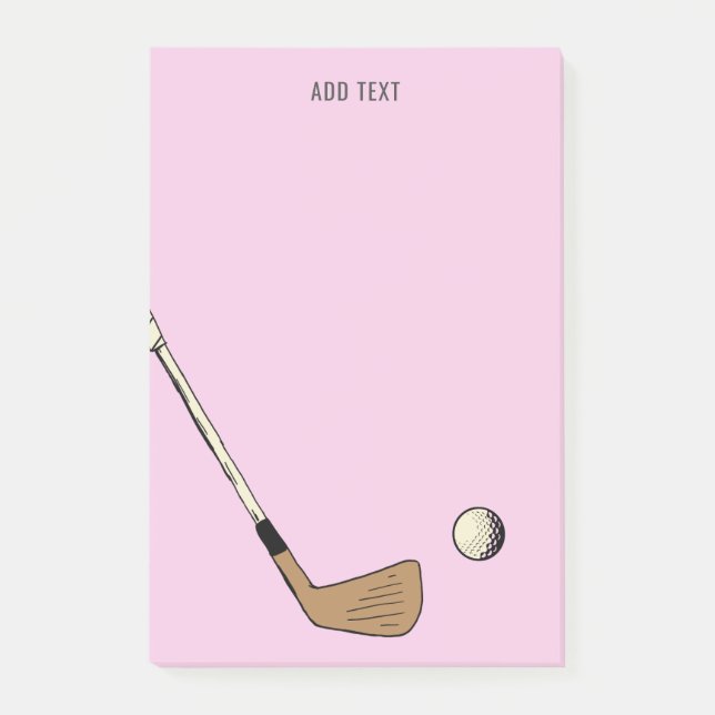 Pink Personalized Modern Vintage Golf  Post-it Notes (Front)