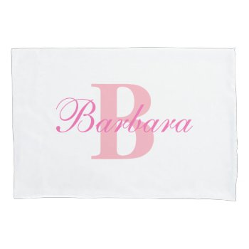 Pink Personalized Monogram Custom Pillow Case by PurplePaperInvites at Zazzle