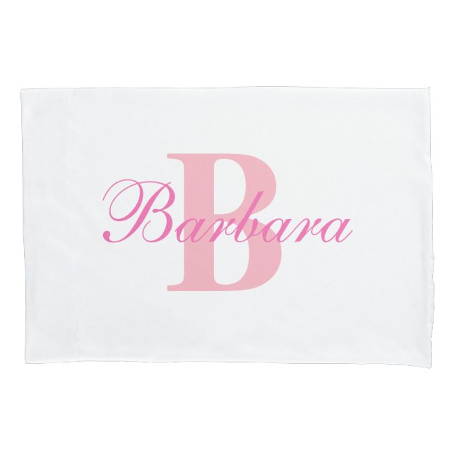 Pink Personalized Monogram Custom Pillow Case (Front)