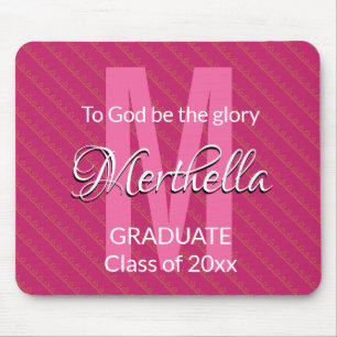 Pink Personalized Monogram Name Graduate Mouse Pad