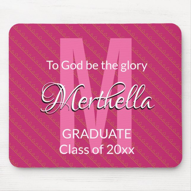 Pink Personalized Monogram Name Graduate Mouse Pad (Front)