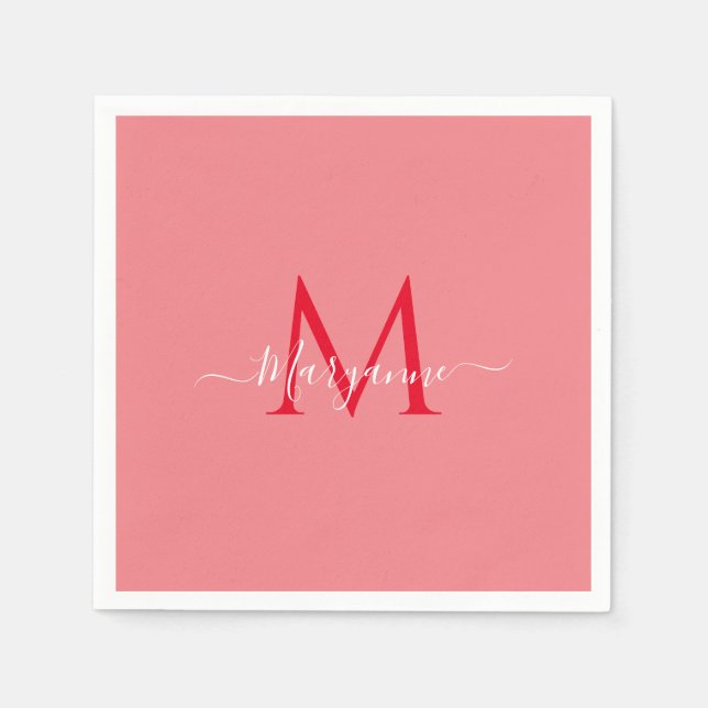 Pink Personalized Monogram    Napkins (Front)
