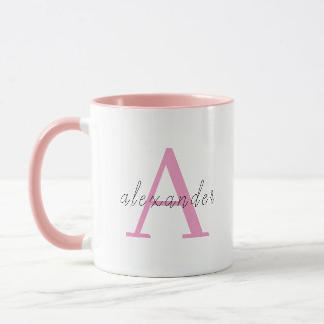 Pink personalized monogram with Your name Mug (Left)