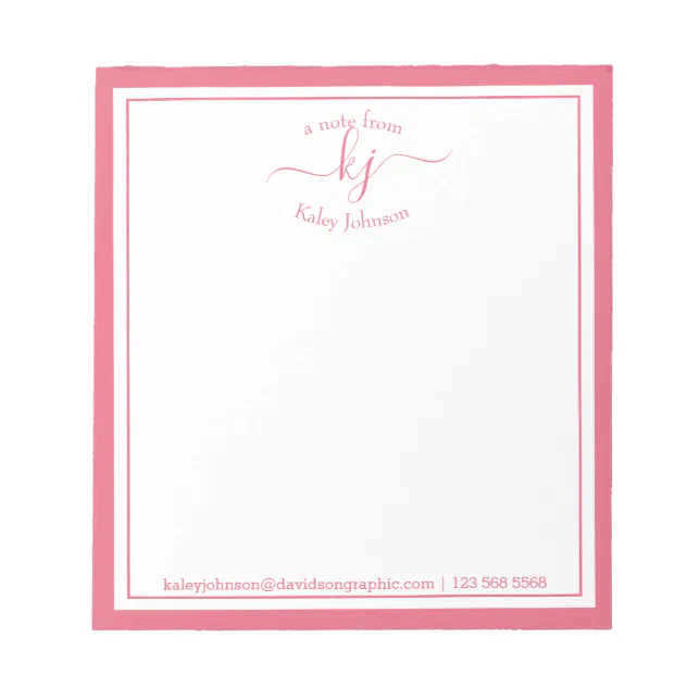 Pink Personalized Name | From The Desk Of Notepad | Zazzle