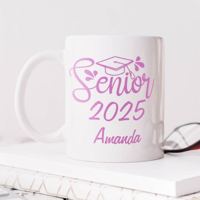 Pink Personalized Name Graduate Coffee Mug (Personalized Senior 2025 Mug)
