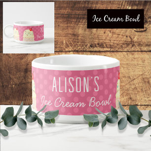 Pink Personalized Name Ice Cream Bowl