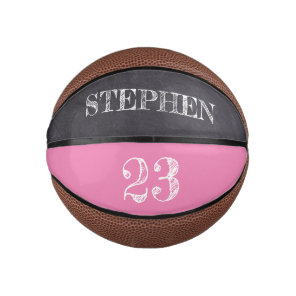 Pink Personalized Name Number Chalkboard etching Mini Basketball