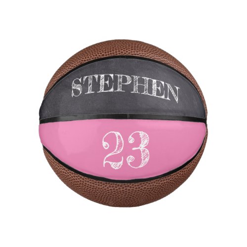 Pink Personalized Name Number Chalkboard etching Mini Basketball