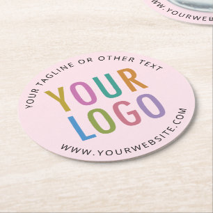 Pink Personalized Paper Coasters Custom Logo Bulk