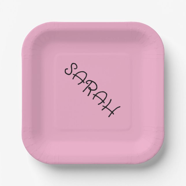 Pink Personalized Party Plate (Front)