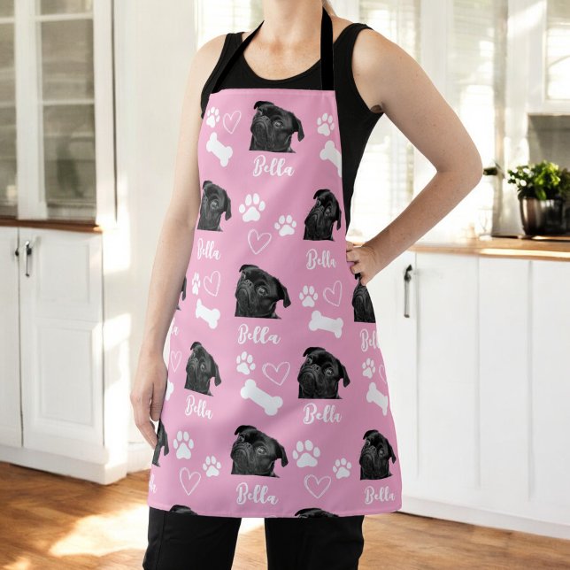 Pink Personalized Pet Photo Dog Lover Instagram Apron (Creator Uploaded)