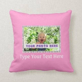 Pink Personalized Photo Pillow Your Photo & Text