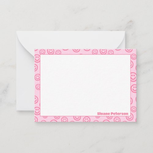 Pink Personalized Preppy Note Cards