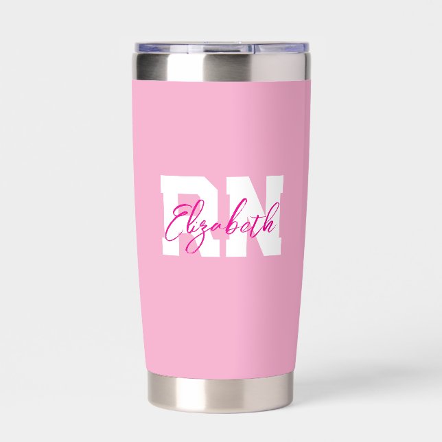 Pink Personalized RN Tumbler (Front)
