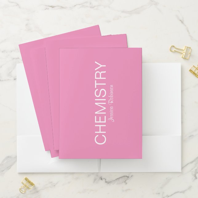 Pink Personalized School Subject Chemistry Pocket Folder (In Situ)