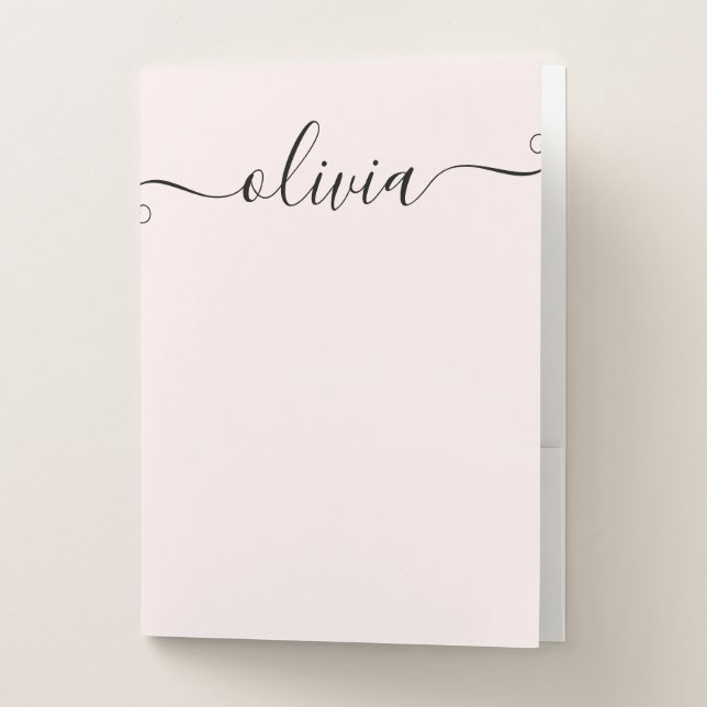 Pink Personalized Signature Script Pocket Folder (Front)