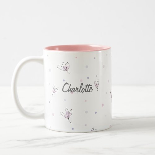 Pink Personalized Simple Name Template Work Office Two_Tone Coffee Mug