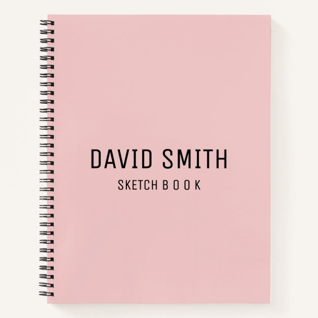 Pink Personalized Sketchbook Name  Notebook (Front)