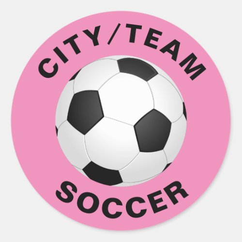 Pink Personalized Soccer Classic Round Sticker