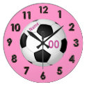 Pink Personalized Soccer Clocks with NAME & NUMBER