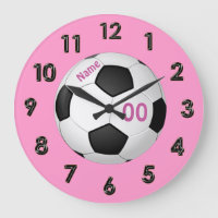 Pink Personalized Soccer Clocks with NAME & NUMBER