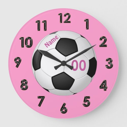 Pink Personalized Soccer Clocks with NAME  NUMBER