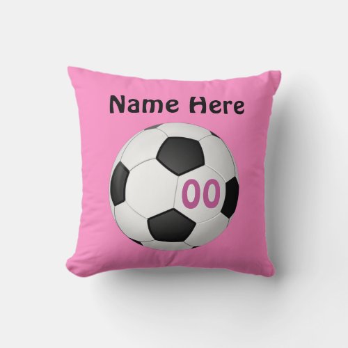 Pink Personalized Soccer Pillows NAME NUMBER