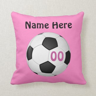 Pink Personalized Soccer Pillows NAME, NUMBER