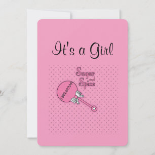 Pink Personalized Sugar Spice Baby Girl with Photo Announcement