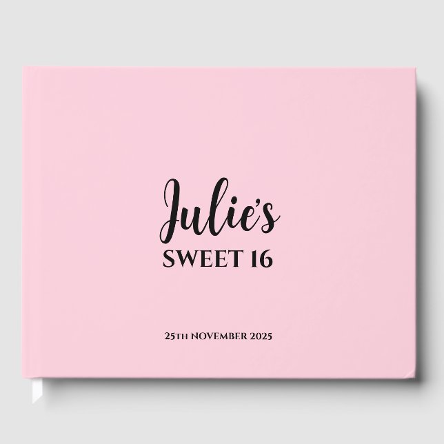 Pink Personalized Sweet 16 Guest Book (Front)