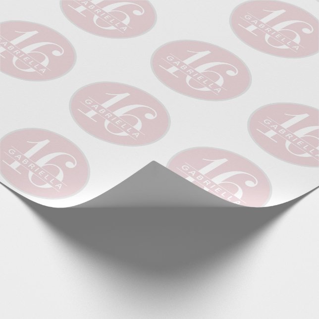 Pink Personalized Sweet 16th Teen Birthday Wrapping Paper (Corner)
