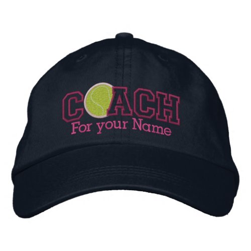 Pink Personalized Tennis Coach with your name Embroidered Baseball Cap
