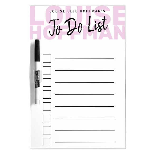 Pink Personalized To Do List  Dry Erase Board (Front)