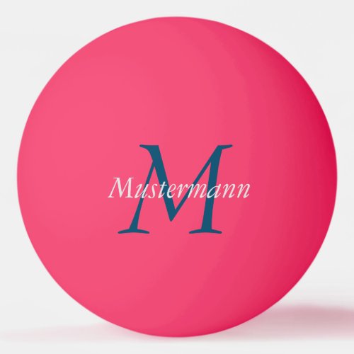 Pink personalized with monogram ping pong ball