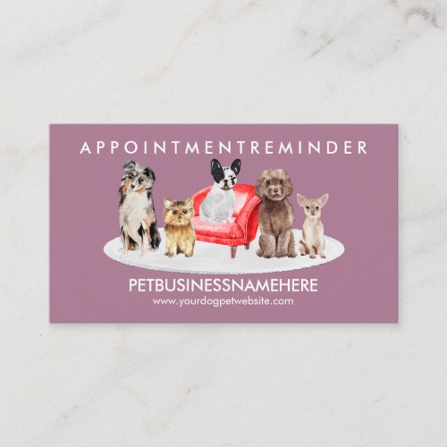 Pink Pet Appointment Dogs Business Card