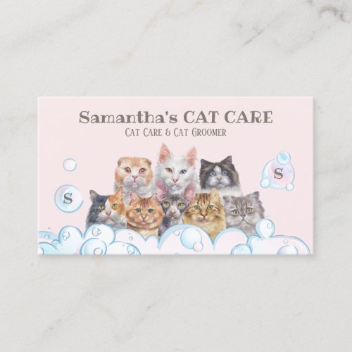 Pink Pet Care Spa Salon Sitting Bath Groomer Cat Business Card