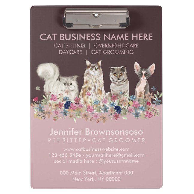 Pink Pet Cat Sitting Pet Veterinary Service Clipboard