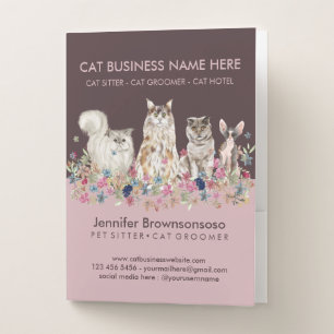 Pink Pet Cats Sitting Service Pocket Folder