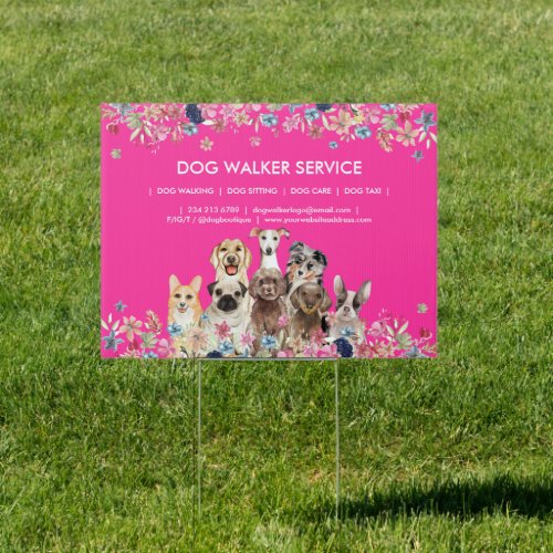 Pink Pet Dogs Breeds Cute Puppies Sign