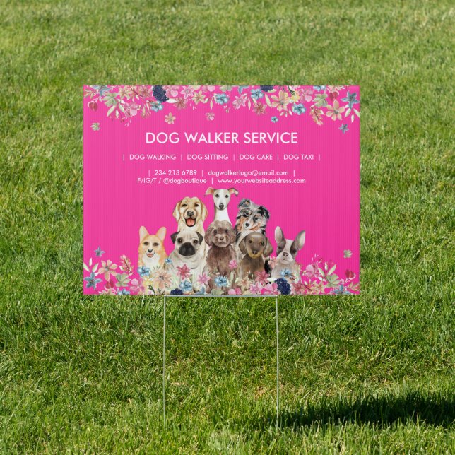 Pink Pet Dogs Breeds Cute Puppies Sign (Insitu)