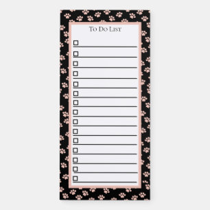 Pink Pet Paw Pattern In Black Magnetic Notepad