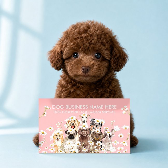 Pink Pet Photographer Dog Portrait Studio Business Card