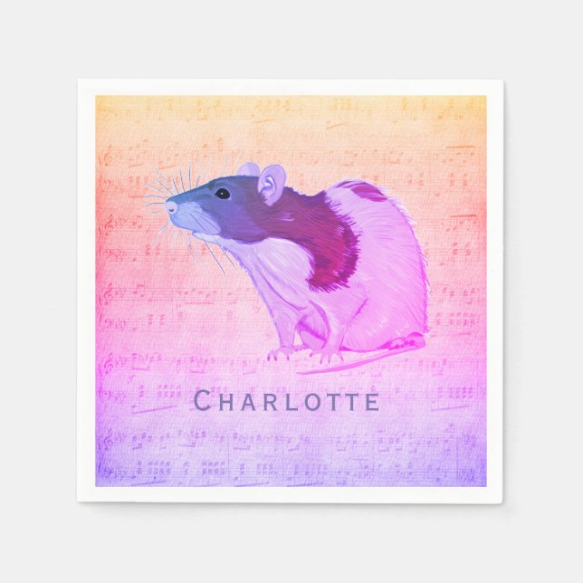 Pink Pet Rat Add Your Name Rat Napkins (Front)