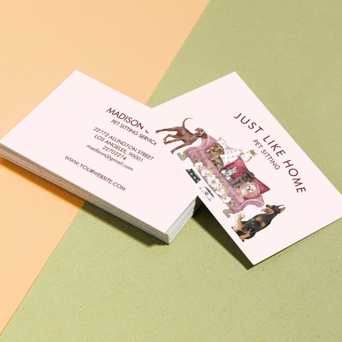 Pink Pet Sitting Service  Business Card