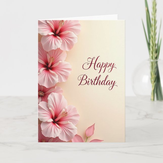 Pink Petal Birthday Card (Front)
