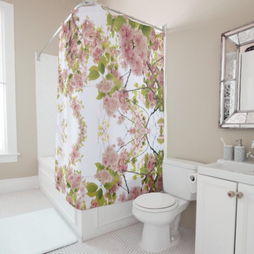 pink petal close shower curtain